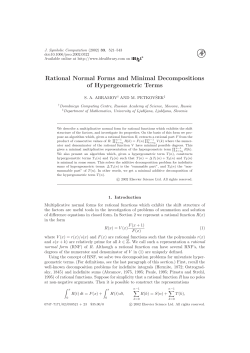 Rational Normal Forms and Minimal Decompositions of