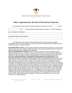 Seller`s Agreement for the Sale of Oil and Gas Properties