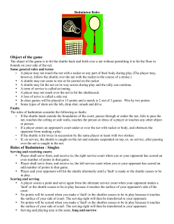 Object of the game Rules of Badminton
