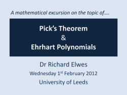 Pick`s Theorem and Ehrhart Polynomials