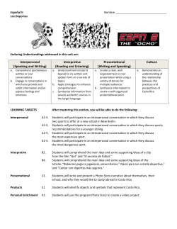Espa&ntilde;ol II Nombre Los Deportes Enduring Understandings