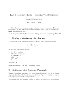 Lab 2: Markov Chains &ndash; stationary distributions