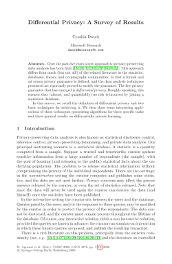Differential Privacy: A Survey of Results