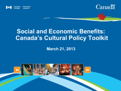 Canada`s socio-economic approach to culture Strategic Policy