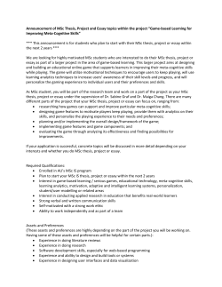 Announcement of MSc Thesis, Project and Essay topics within the