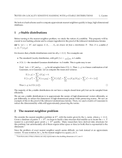 1 p-Stable distributions 2 The nearest neighbor problem