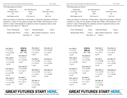 Games are listed as to where they will take place. All practices and