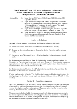 Royal Decree of 3 May 1999 on the assignments and operation of