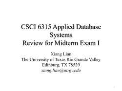 Review for Midterm Exam I