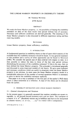 THE LINEAR MARKOV PROPERTY IN CREDIBILITY THEORY