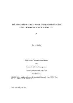 THE ASSESSMENT OF MARKET POWER AND MARKET