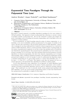 Exponential Time Paradigms Through the Polynomial