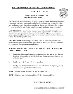 1 THE CORPORATION OF THE VILLAGE OF NEWBURY BY