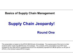Supply Chain Jeopardy - APICS Great Lakes District