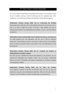 Five Steps to Improve Problem Solving Skills If you have trouble with