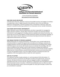 CUPA-HR POSITION STATEMENT OUR CORE VALUES AND