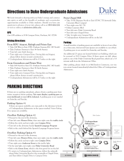 Directions to Duke Undergraduate Admissions PARKING