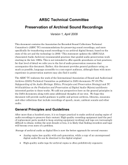 ARSC Technical Committee Preservation of Archival Sound