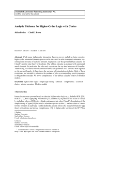 Analytic Tableaux for Higher