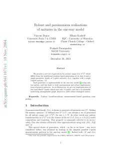 Robust and parsimonious realisations of unitaries in the one