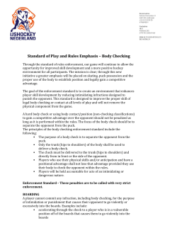 Standard of Play and Rules Emphasis &ndash; Body Checking