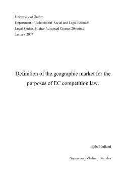 Definition of the geographic market for the purposes of