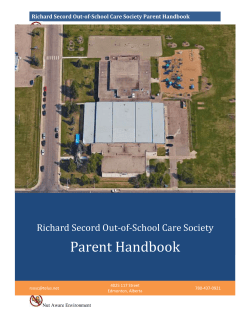 Parent Volunteer Policy - Richard Secord Out Of School Care Society