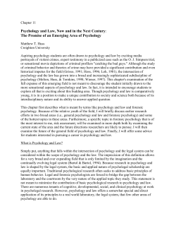 Psychology and Law, Now and in the Next Century