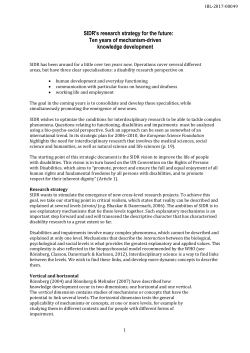 SIDR`s research strategy for the future: Ten years of