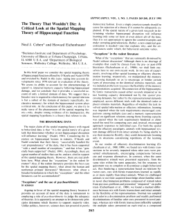 The Theory That Wouldn`t Die: A Critical Look at the Spatial Mapping