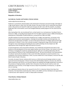 Leaders Shaping Markets London Dialogue February 11