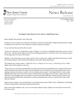 New Report Touts Success of New Jersey`s Adult Drug Courts