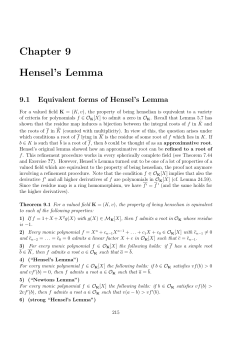 Chapter 9 Hensel`s Lemma