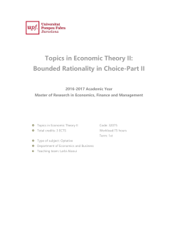 Topics in Economic Theory II: Bounded Rationality in Choice