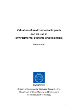 Use of valuation in policy analysis &ndash; welfare economics