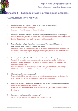 Chapter 3 &ndash; Basic operations in programming languages