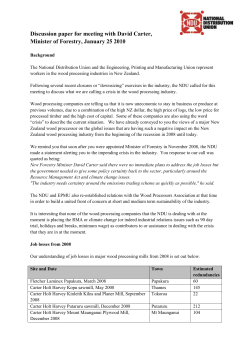 Discussion paper for meeting with David Carter