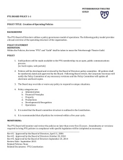 PETERBOROUGH THEATRE GUILD PTG BOARD POLICY 1-1