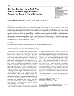 Striving for the Moral Self: The Effects of Recalling Past Moral