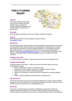 PUBLIC PLANNING INQUIRY ROLE-PLAY