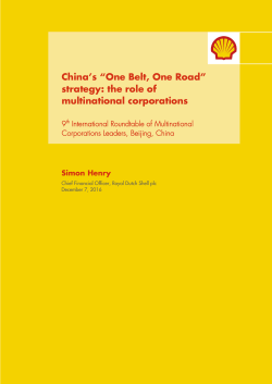 China`s &ldquo;One Belt, One Road&rdquo; strategy: the role of