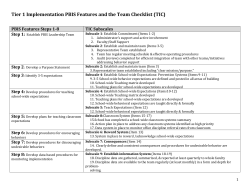 Tier 1 Implementation PBIS Features and the Team Checklist (TIC)