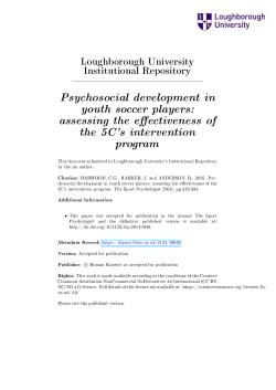 Psychosocial development in youth soccer players
