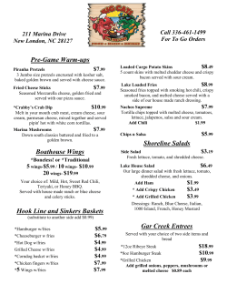 Pre-Game Warm-ups Boathouse Wings Hook Line and Sinkers