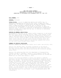 NEW YORK STATE ASSEMBLY MEMORANDUM IN