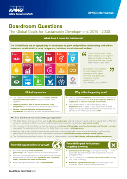 Boardroom Questions on the Global Goals for Sustainable