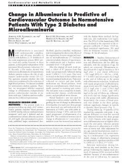 Change in Albuminuria Is Predictive of Cardiovascular Outcome in