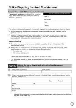 Notice Disputing Itemised Cost Account