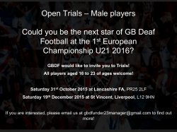 Open Trials &ndash; Male players Could you be the next star of GB Deaf