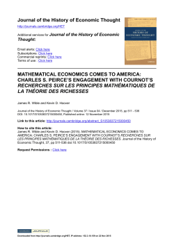 Journal of the History of Economic Thought MATHEMATICAL